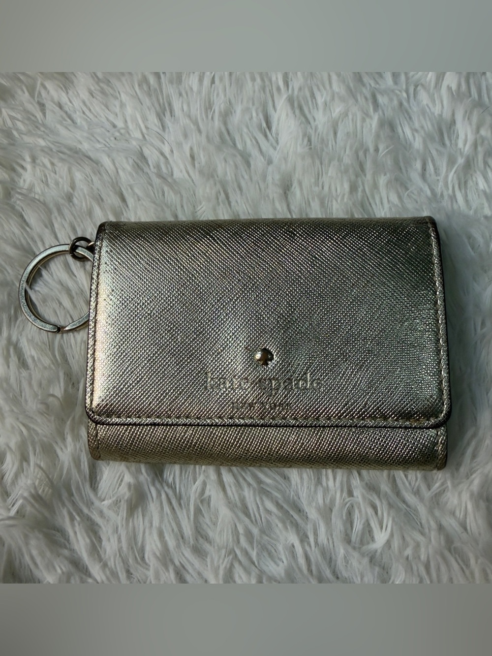 kate spade metallic gold compact trifold wallet